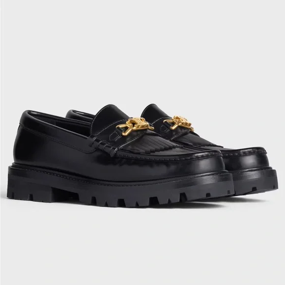 CELINE Margaret Loafer with Triomphe Chain in Polished Black Leather - Picture 3 of 16
